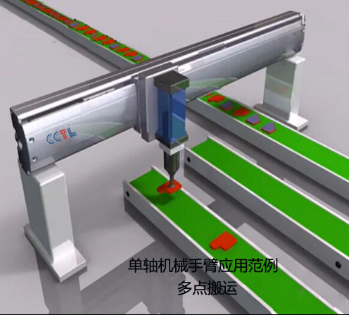 单轴机械手臂应用于多点搬运作业
